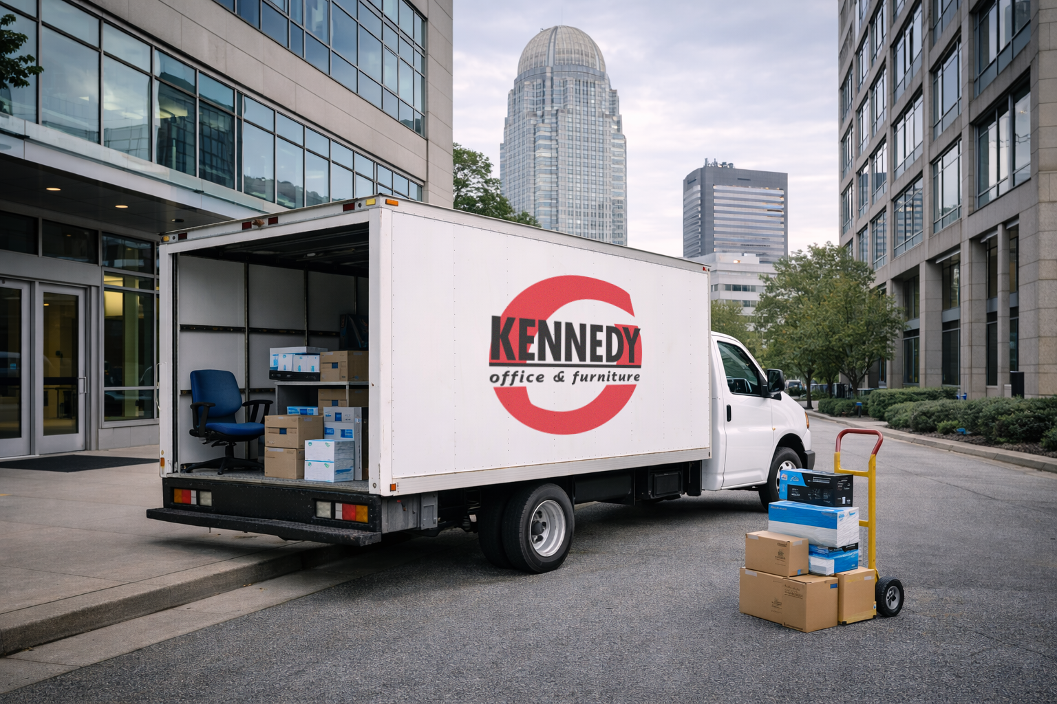 Kennedy delivery truck with office supplies